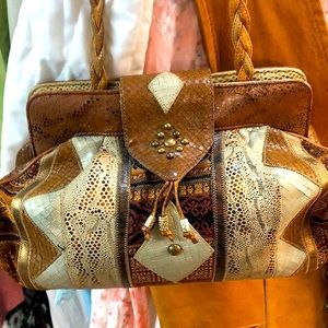 Vintage 70’s/89’s -Sharif leather crossbody satchel bag - southwestern
